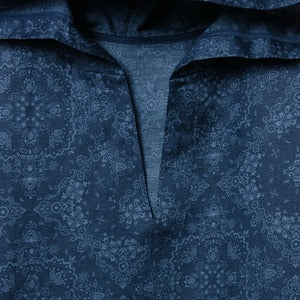 zampuメキシカンパーカー (Leftover fabric Mexican hoodie) -blue arabesque pattern-