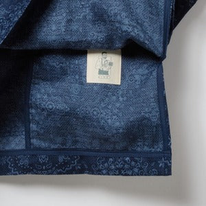 zampuメキシカンパーカー (Leftover fabric Mexican hoodie) -blue arabesque pattern-