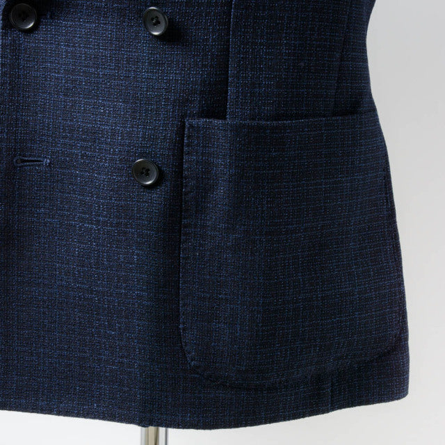 Double breasted jacket 【ABMG14-21】 Italian Fabric Navy Linen mix Hop Sack 【春秋】