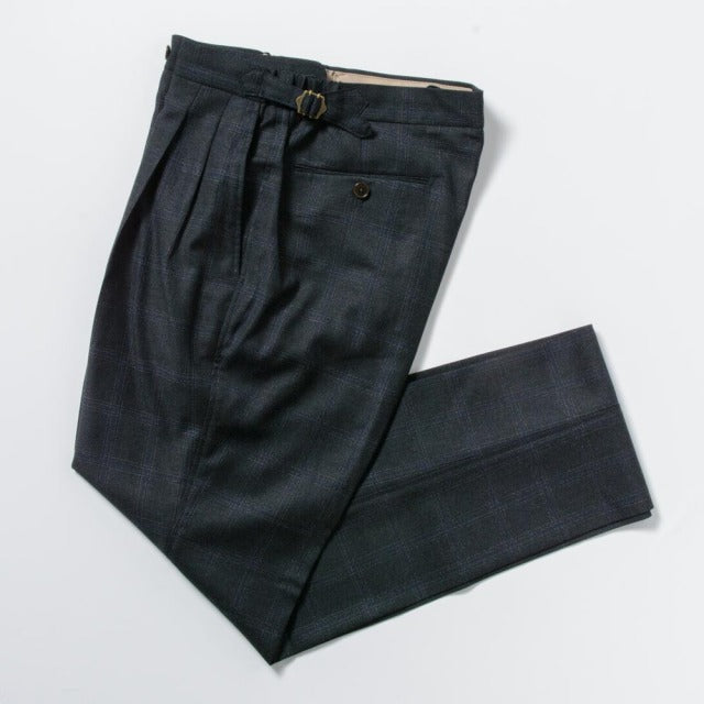 2tuck Regular Model 【BCMG94-11】 GRAY amunzen check W100% REDA Super110S 裾未処理品 【春夏秋商品】