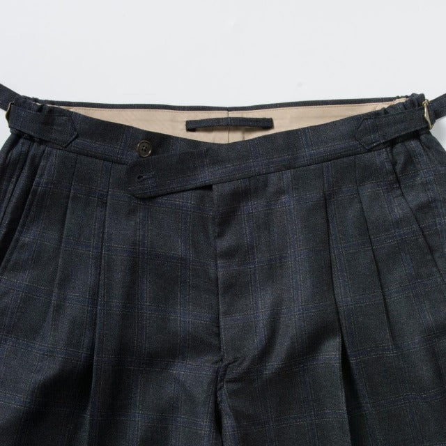 2tuck Regular Model 【BCMG94-11】 GRAY amunzen check W100% REDA Super110S 裾未処理品 【春夏秋商品】