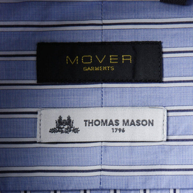 タブカラー シャツ THOMAS MASON 100双 Navy Double Stripe【EAMG10-11】