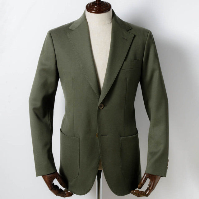 Single 2B jacket 【ABMG16-20】 Khaki Green Wool 100% MARZOTTO HAVANA (春秋冬商品) 【セットアップ対応】