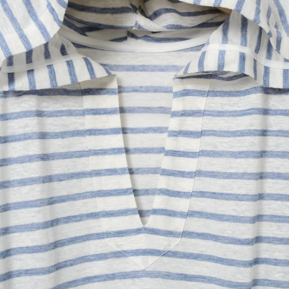 zampuメキシカンパーカー (Leftover fabric Mexican hoodie) -white×blue(knit)-
