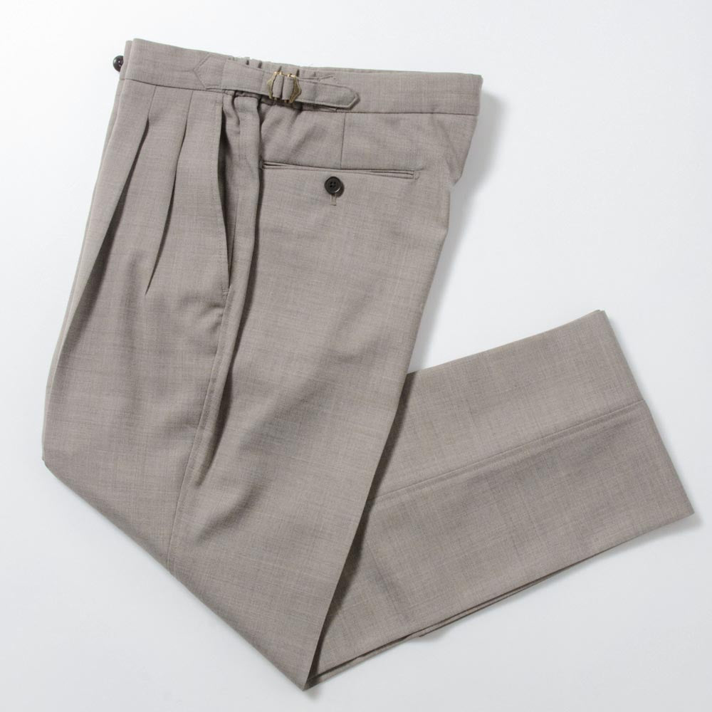 2tuck Regular Model 【BCMG31-40】 Gray Beige W50%P50% SOLOTEX Saxony Stretch 裾未処理品 (秋冬商品)