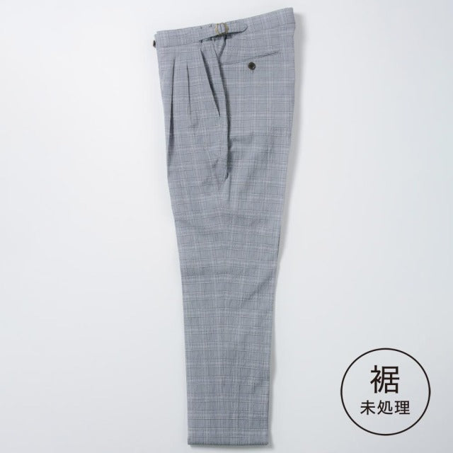 2tuck Regular Model 【BCMG77-13】 Glen Check -seersucker NAVY P50C44L6% COOLMAX 裾未処理品 【春夏商品】