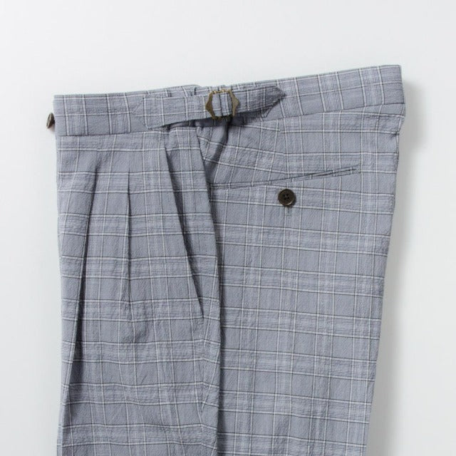 2tuck Regular Model 【BCMG77-13】 Glen Check -seersucker NAVY P50C44L6% COOLMAX 裾未処理品 【春夏商品】
