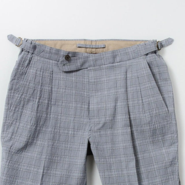 2tuck Regular Model 【BCMG77-13】 Glen Check -seersucker NAVY P50C44L6% COOLMAX 裾未処理品 【春夏商品】