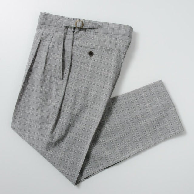 2tuck Regular Model 【BCMG77-73】 Glen Check -seersucker GRAY P50C44L6% COOLMAX 裾未処理品 【春夏商品】