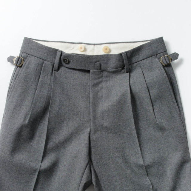 2tuck Belt-Loop Model 【BCMG43-70】 M-GRAY VB CANONICO 4PLY FRESCO W100% 裾未処理品 【春秋商品】