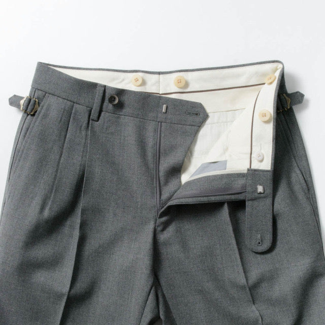 2tuck Belt-Loop Model 【BCMG43-70】 M-GRAY VB CANONICO 4PLY FRESCO W100% 裾未処理品 【春秋商品】