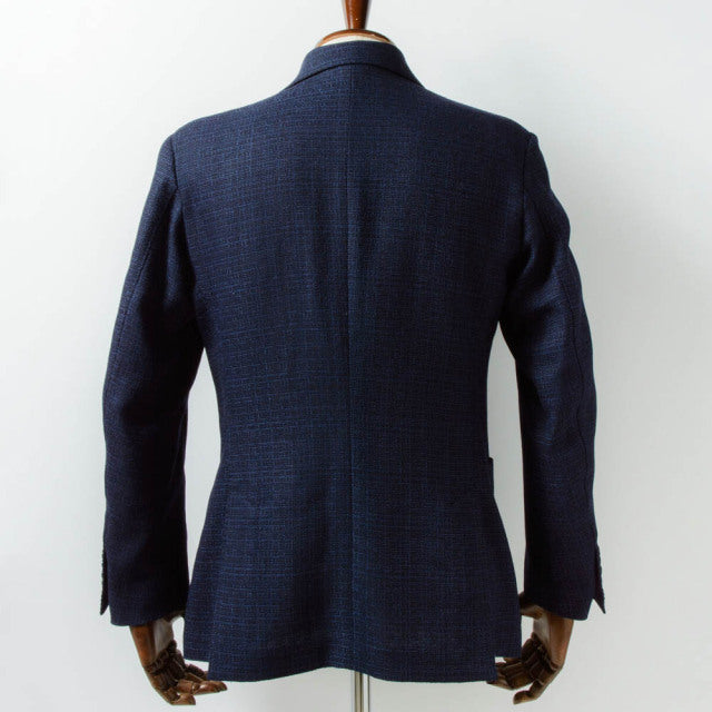 Double breasted jacket　【ABMG14-21】　Italian Fabric Navy Linen mix Hop Sack 【春秋】