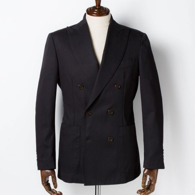 Double breasted jacket　【ABMG15-80】　Deep Navy Brisbane Moss Cotton100% Twill 【通年】　セットアップ　