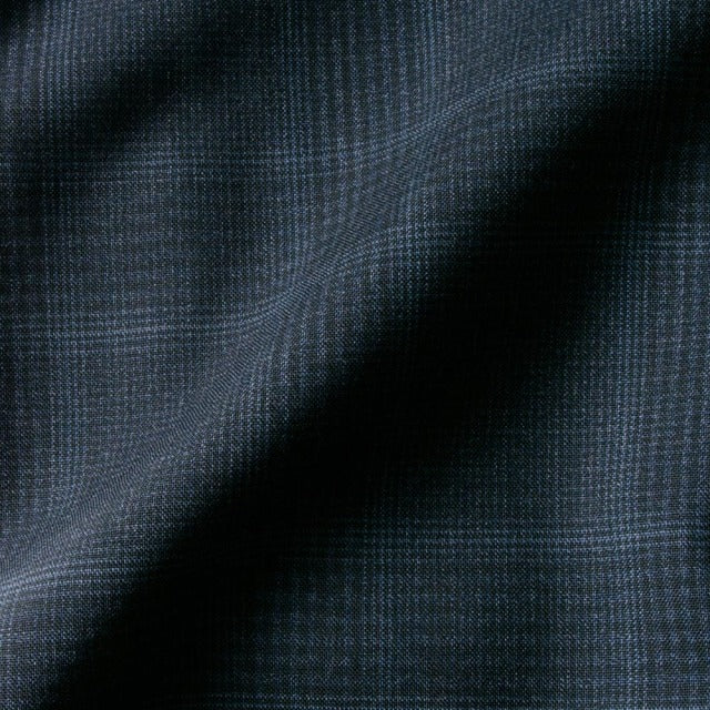 2tuck　Regular Model　【BCMG94-12】　NAVY　tropical check　W100%　 CANONICO Super120S　裾未処理品 【春夏秋商品】