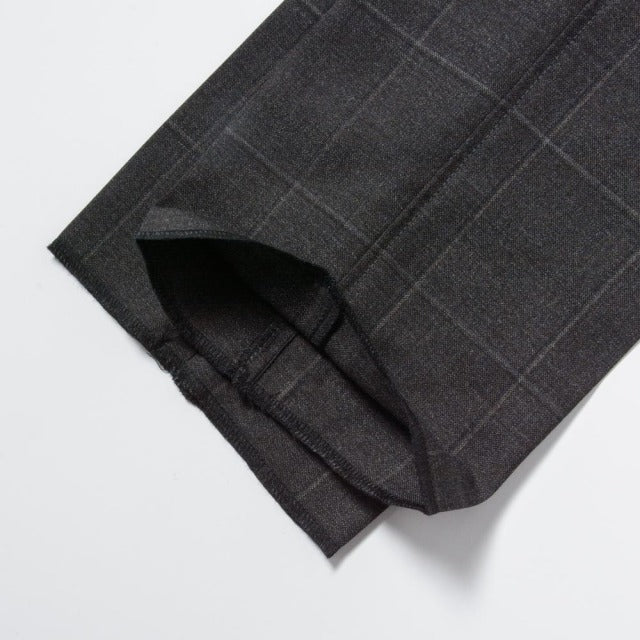 2tuck　Regular Model　【BCMG94-42】　BROWN　check　W100%　 CANONICO 21micron　裾未処理品 【春夏秋商品】