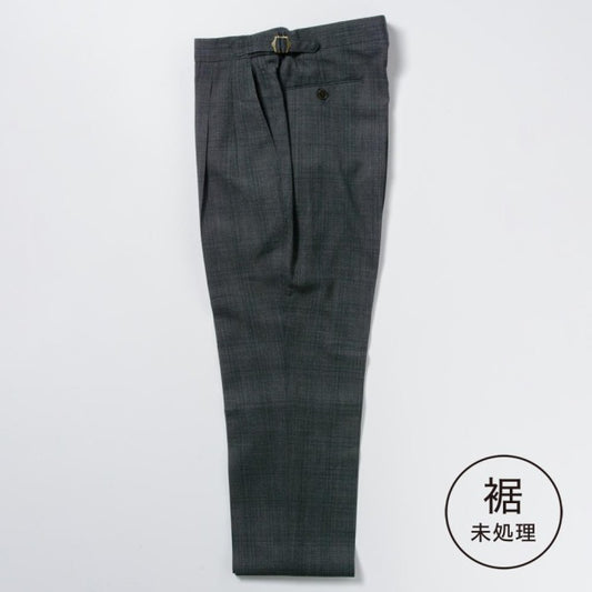 2tuck　Regular Model　【BCMG94-41】　GRAY　tropical check　W100%　 PIACENZA　GLOBE　裾未処理品 【春夏秋商品】