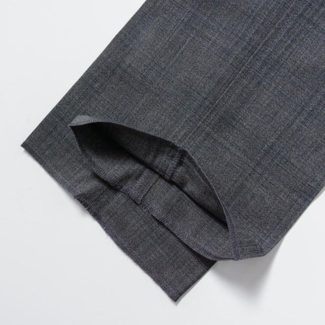 2tuck　Regular Model　【BCMG94-41】　GRAY　tropical check　W100%　 PIACENZA　GLOBE　裾未処理品 【春夏秋商品】