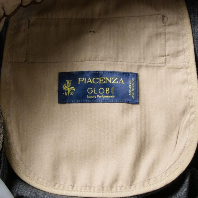 2tuck　Regular Model　【BCMG94-41】　GRAY　tropical check　W100%　 PIACENZA　GLOBE　裾未処理品 【春夏秋商品】