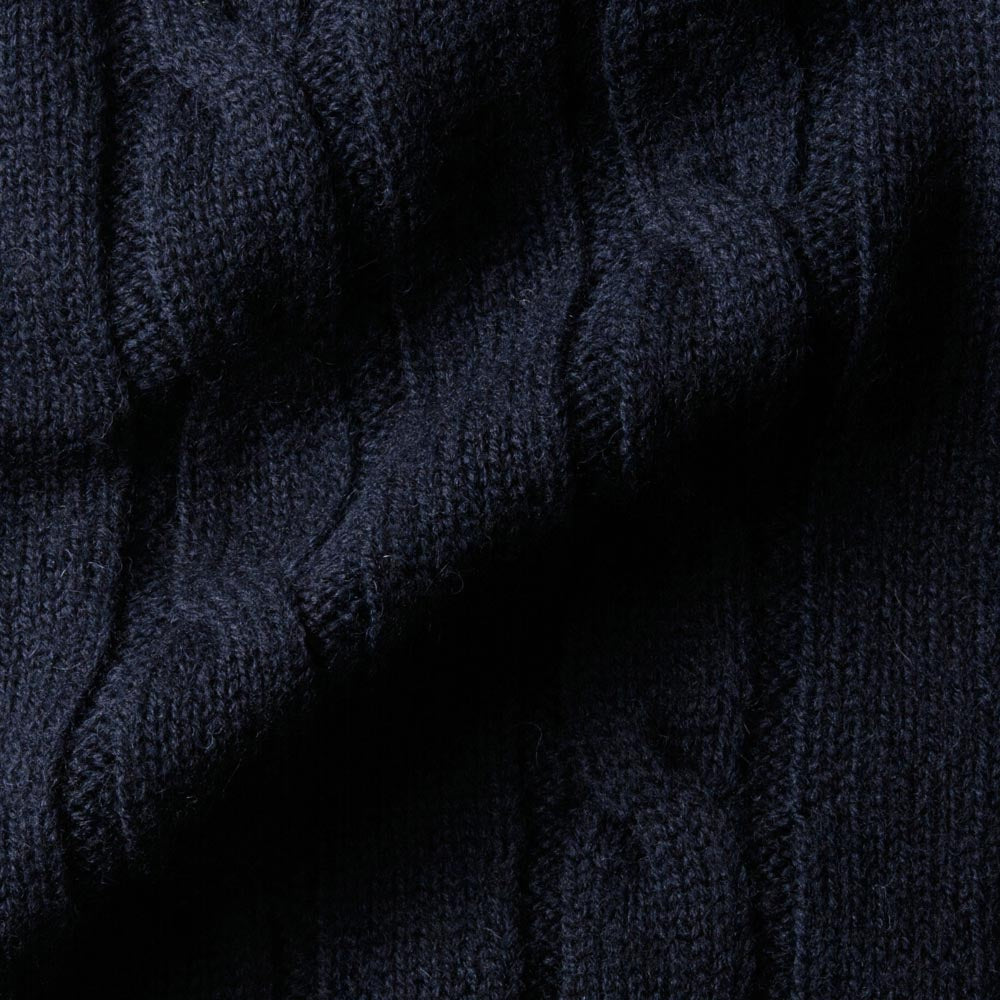 5G　V-Neck　Cable Knit 【CDMG06-10】　Navy　　　British Wool by　gim