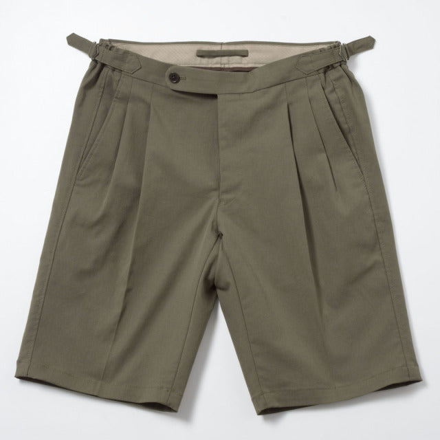 2tuck Bermuda Model　【BCMG28-40】　Khaki Brown　P100　Spun Polyester Stretch Twill 【夏商品】