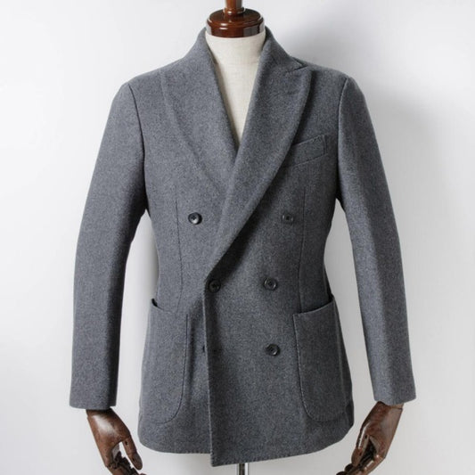 Double breasted jacket　【ABMG15-37】　Italian Fabric Gray Melton（厚手） 【秋冬】