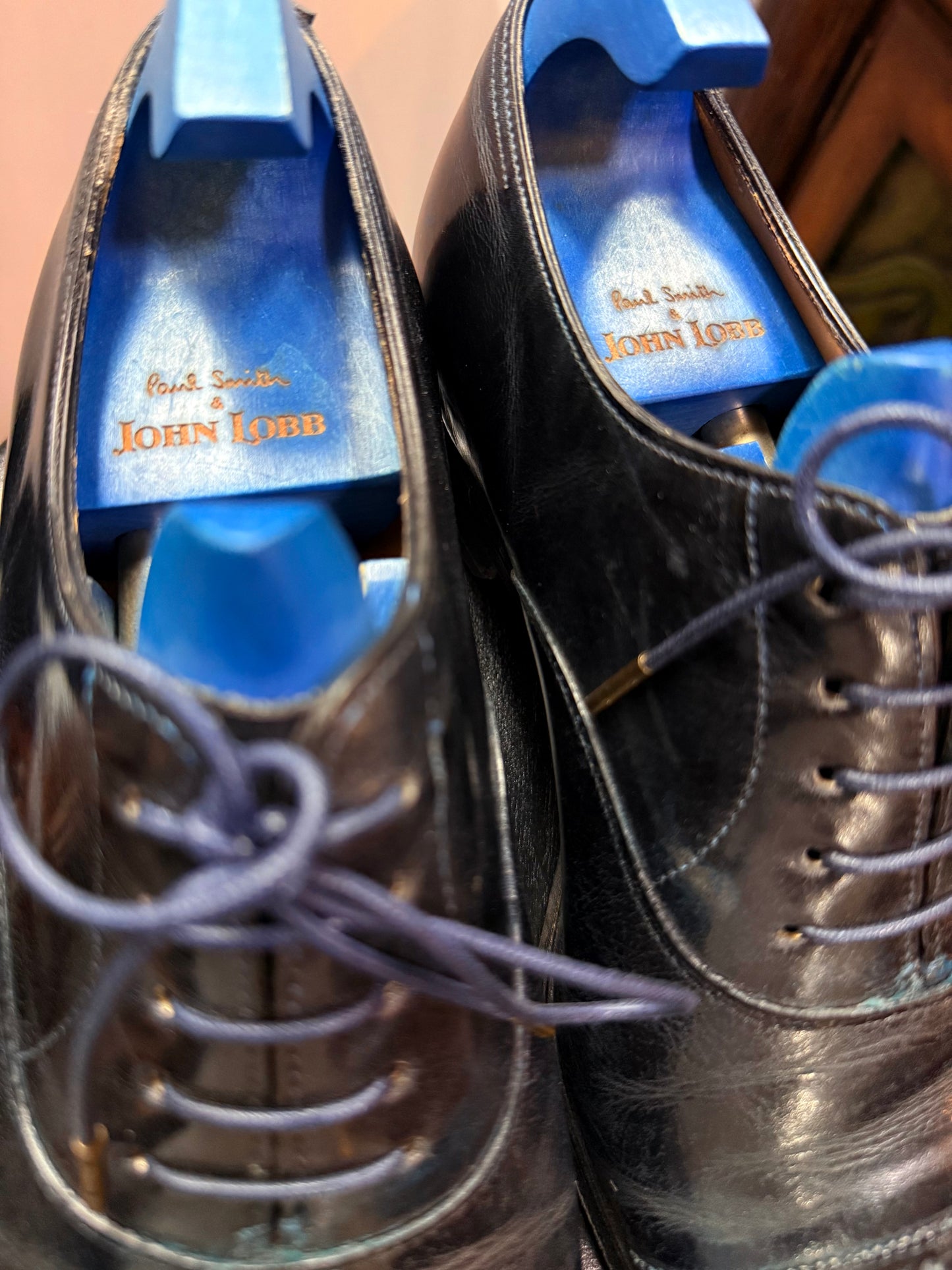 極罕有 JOHN LOBB × Paul Smith Collaboration - WESTBOURNE Lace-up Shoes in Museum Calf Lapis Blue - Limited Edition [Pre-owned][RCP]